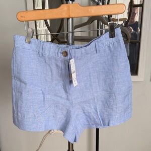 J. Crew Pale Blue High-Waist Linen-Blend Shorts